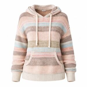 O'Neill Bailynn Baja Knit Hoodie Small‎ Pastel Stripe Coastal Boho Surf Cozy